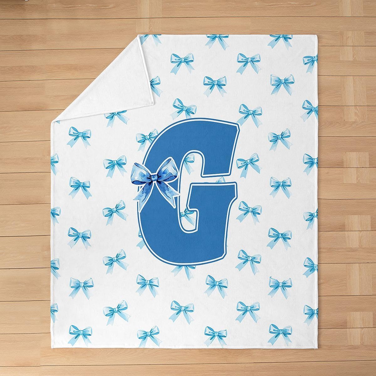 jejeloiu Girls Bow Flannel Blanket Plush Fuzzy Initial Letter G Fleece Throw Blanket for Boys Girls Dreamy Bowknot Plush Lightweight Sofa Throw Baby 30"x40" for Bed Couch Chair Living Room