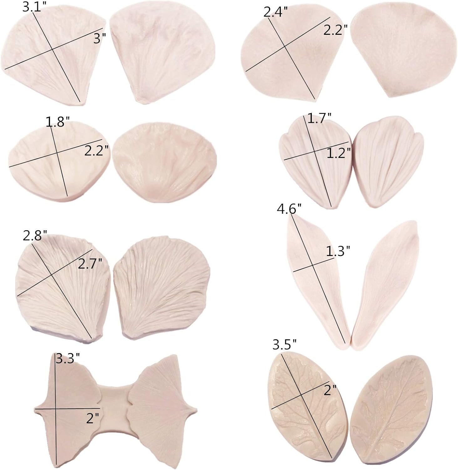 16set Gum Paste Flower Tools Kit- 8set Flower Silicone Mold and 8set Stainless Steel Fondnat Cutter Gumpaste Cookie Cutter Sugarcraft Making tools for Wedding,Birthday Cake Decorating