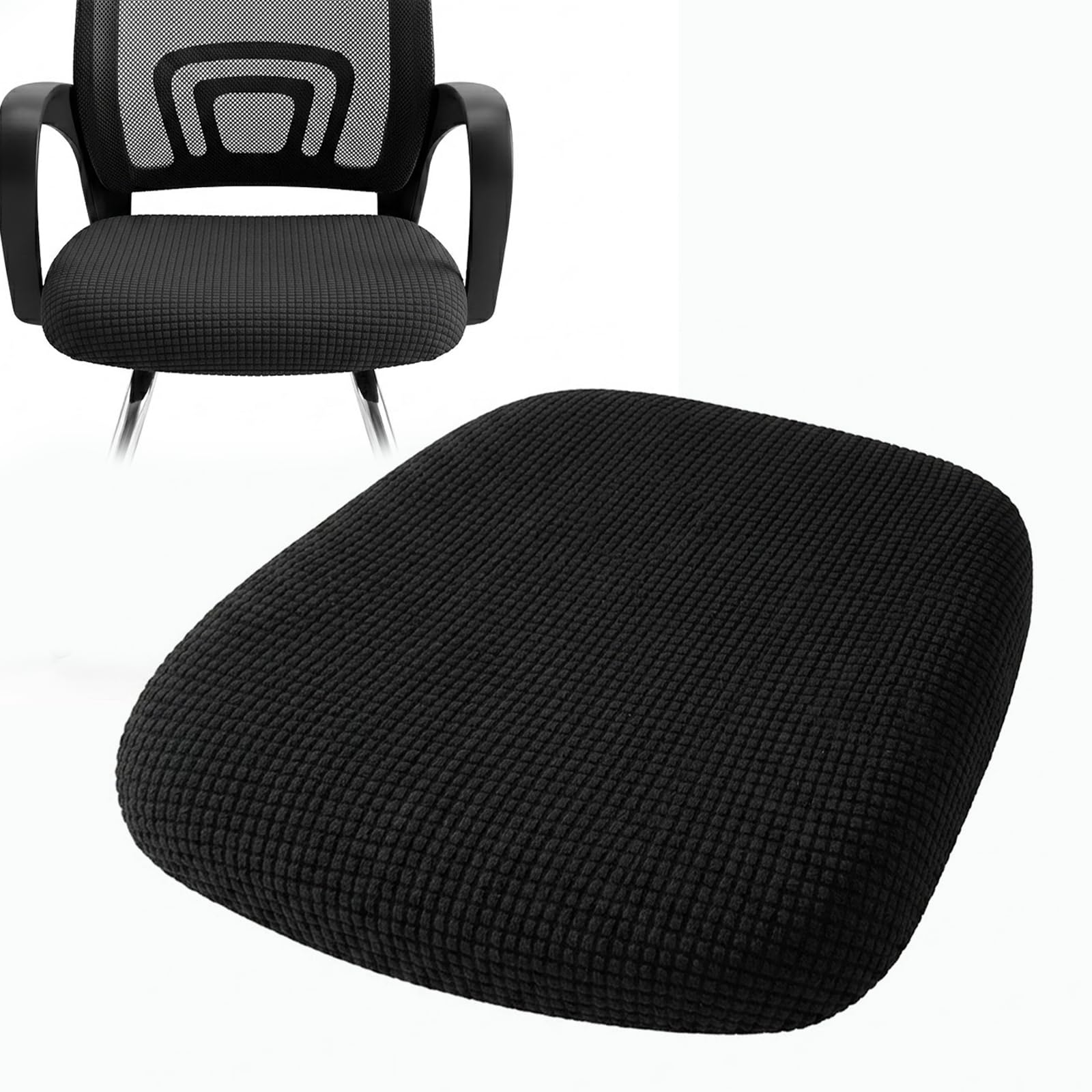 ZhuPu Office Chair Seat Cover, Black Slipcover, Stretchy Spandex Protector for Home Office and Meeting Room