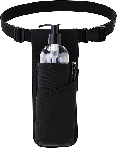 Funda profesional para terapeuta de masaje con cinturón ajustable, bolsa para botella de masaje, funda de loción de masaje, negro (XJ-1KD)