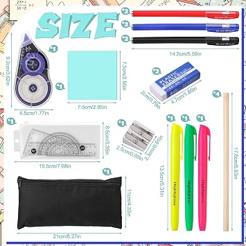 20 Pcs Stationery Set,Back to School Pencil Case with Stationery | Exam Stationary Kit Secondary Primary School Supplies