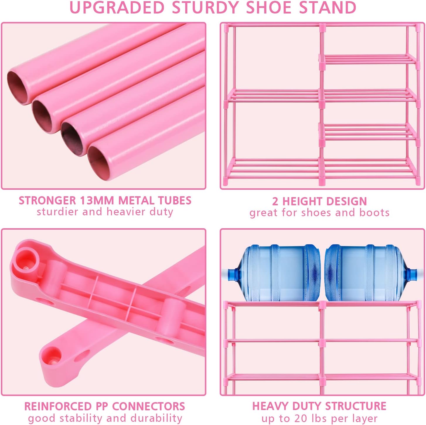 LNYZQUS 7-Tier Large Pink Shoe Rack, 24 -30 Pairs Tall Shoe Organizer Shelf, Kids Boots Stand Organizer For Garage Closet Entryway