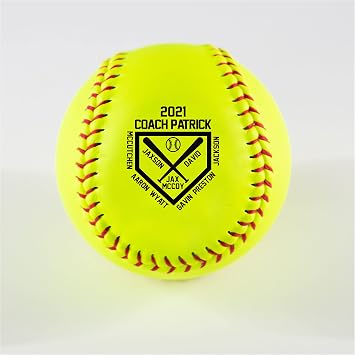 Buffalo Bottle Craft Personalized Softball - Best Coach Printed Gift Personalized Yellow Practice Softball - Official Size-Thanks Coach,Team Custom Design Leather Softball Gift