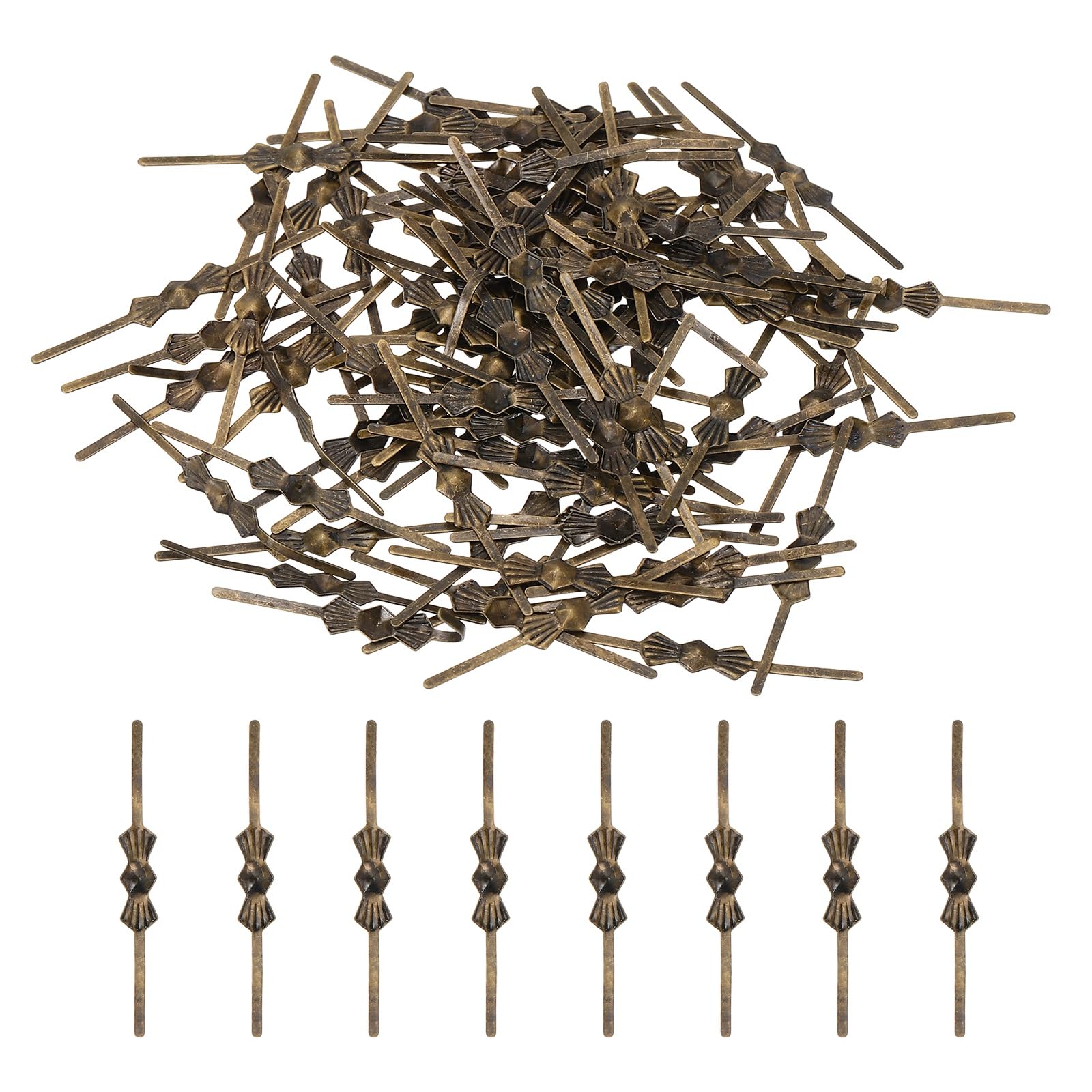 sourcing map 100Pcs Chandelier Connector Clip, 33mm/1.3" Copper Crystal Chandelier Pin, Lamp Connectors Clips Replacement for Fastening Crystals Lamp Ceiling Light Parts, Bronze
