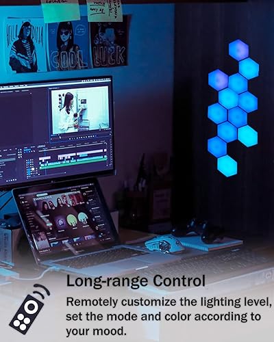 Miniatura 3 de Luces hexagonales, luces de pared hexagonales RGB con control remoto, paneles de pared hexagonales inteligentes, luces de pared LED conmovedoras con