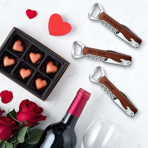 Miniatura 6 de Juego de 8 abrebotellas para padrinos de boda, sacacorchos y 4 en 1 multiherramienta para padrinos de boda, regalos para padrinos de boda, regalo