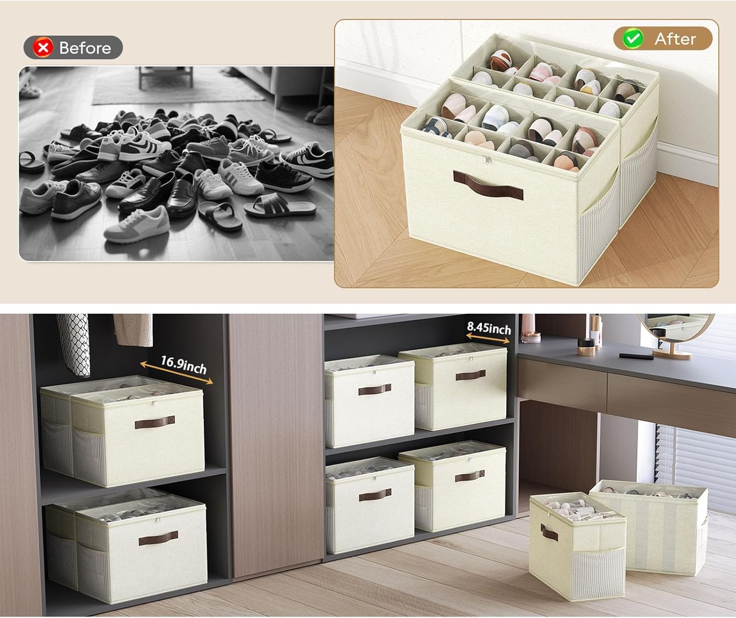 Shoe Storage Box Shoe Protector Handle Design Portable Carry Bag for Shoes Clothes Storage Tall Boot Waterproofs Shoe Protect
