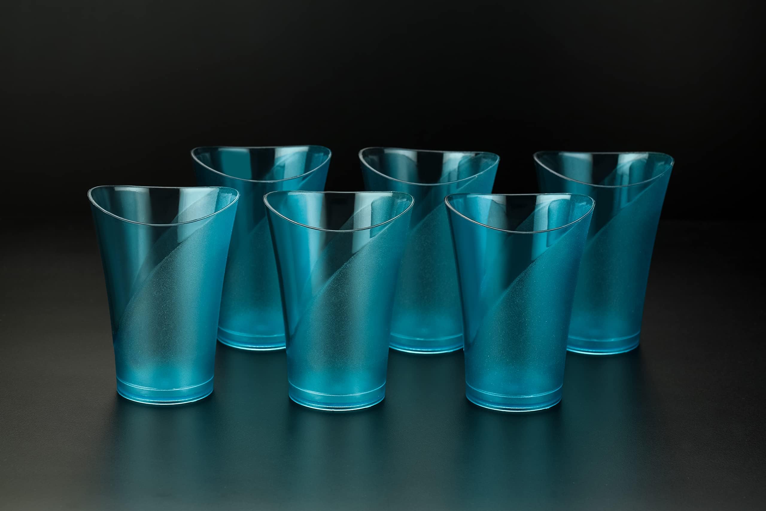 Lion LENDER 6 Pcs BPA Free Plastic Unbreakable Stylish Transparent Water Glass/Juice Glass/Beer Glass/Wine Glass Plastic Glass Set (300 ML, Pack of 6,Blue)