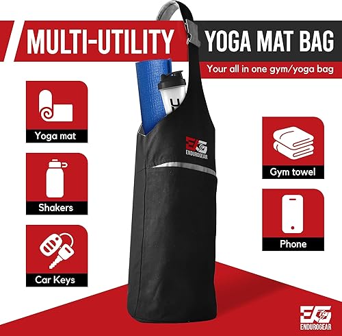 Miniatura 3 de Yoga Mat Bag for Yoga Essentials - Long Tube Yoga Mat Carrier with Adjustable Strap - Exercise Mat Canvas Bag with Zipper Pocket for Accessories -