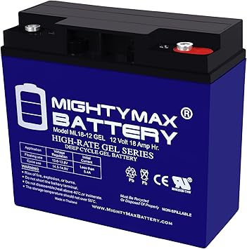 Mighty Max Battery Mighty Max Battery ML18-12 GEL - 12 Volt 18 AH, GEL Type, Internal Thread INT Terminal, Rechargeable SLA AGM Battery