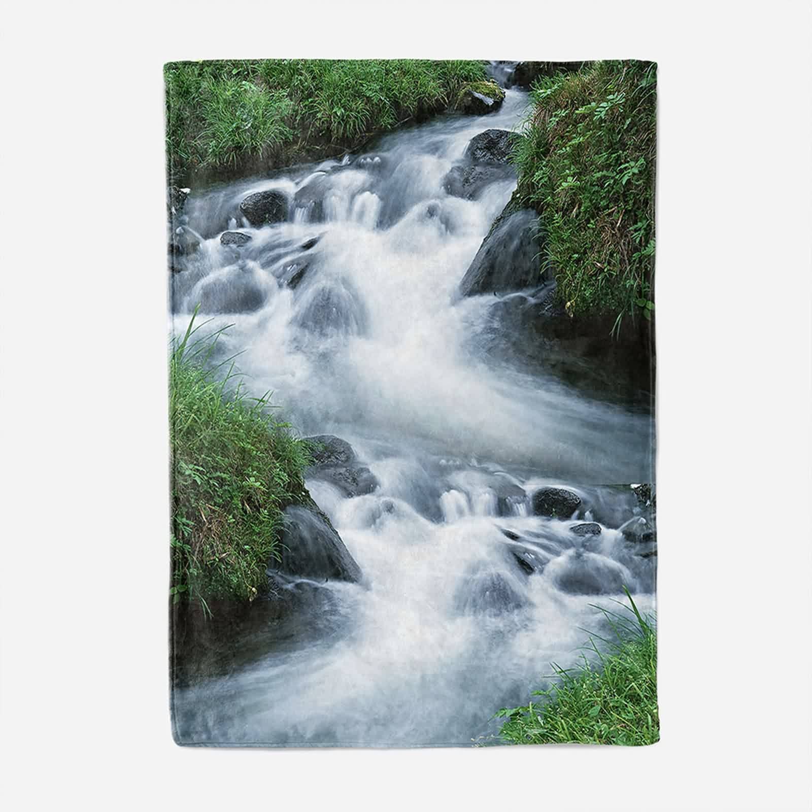 Manta Sofá Forro Polar, Manta Sofa 150x200 Franela Blanco Negro Verde Arroyos de Piedra Blanket Couch Cama Suave Calentita Regalo