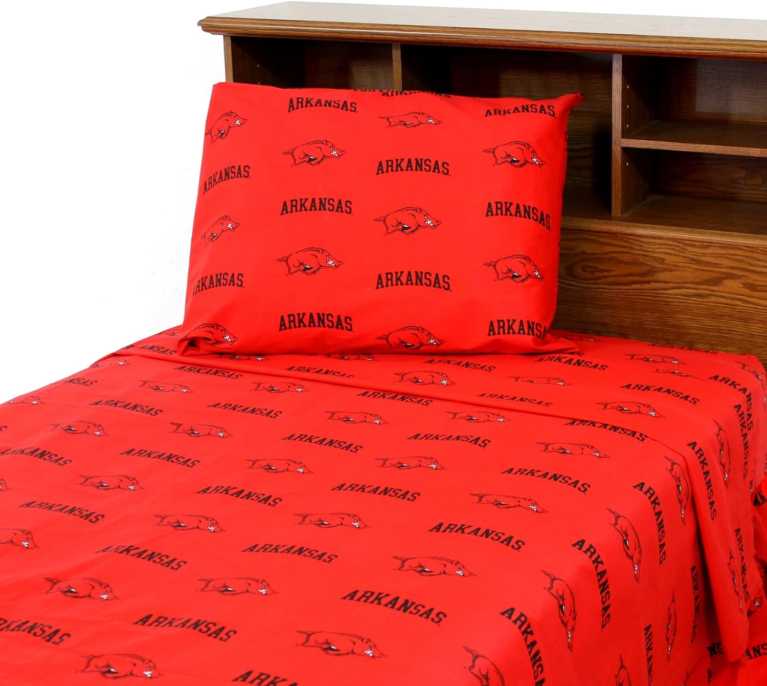 College Covers NCAA Arkansas Razorbacks Printed Sheet Set, Twin, Red