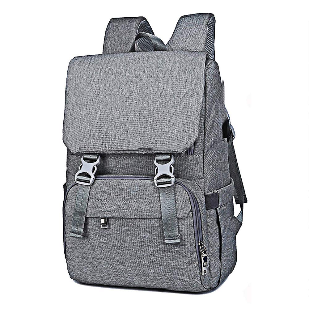 Sac à dos à langer imperméable gris idéal pour le voyage et les sorties en poussette