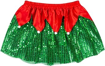 Gone For a Run Elf Sequin Tutu Skirt - Christmas Running Tutu - Red & Green