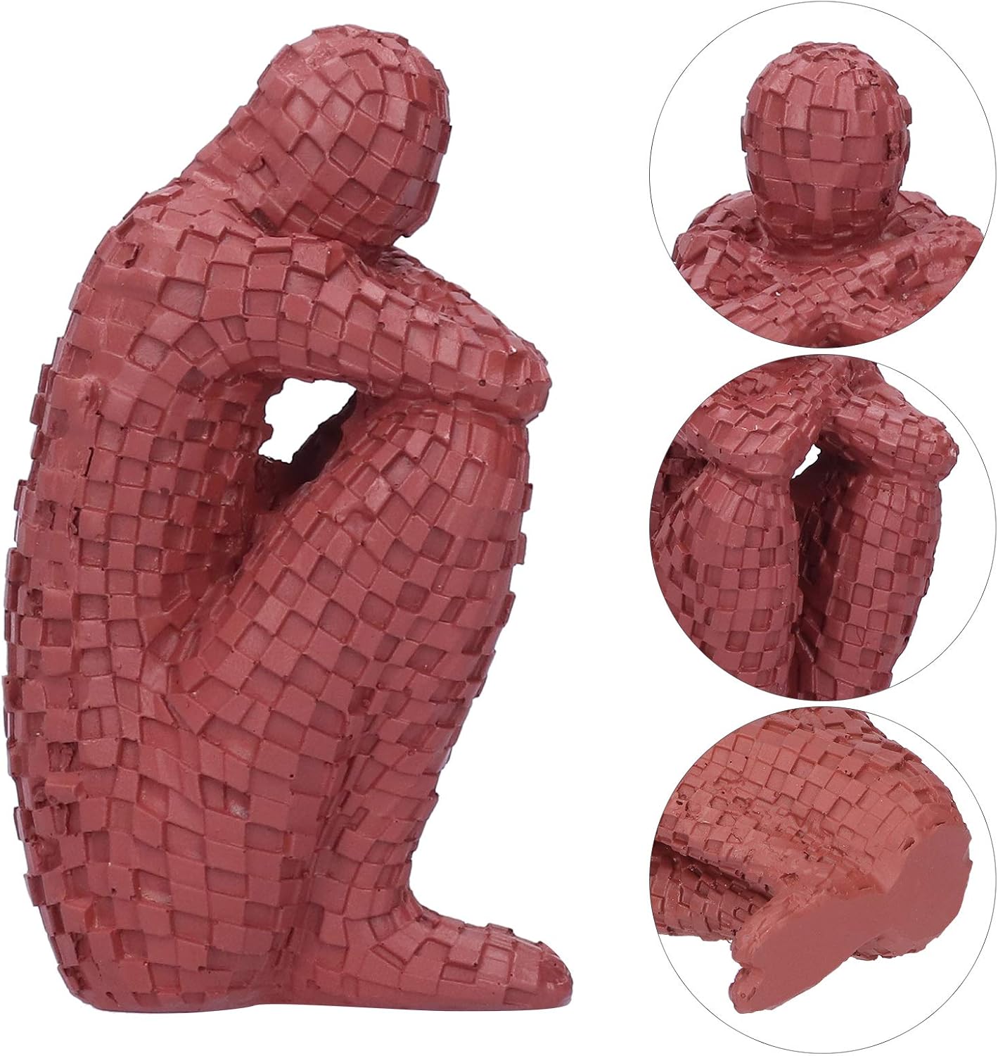 Fockety Thinking Man Statue, Abstract Sculpture, Simple Decorative Crafts Exquisite Home Kitchen for Hallway Office(red)