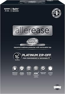 AllerEase Platinum Zip-Off Top Waterproof Queen Mattress Protector with 360 Zipper and Lifetime Warranty