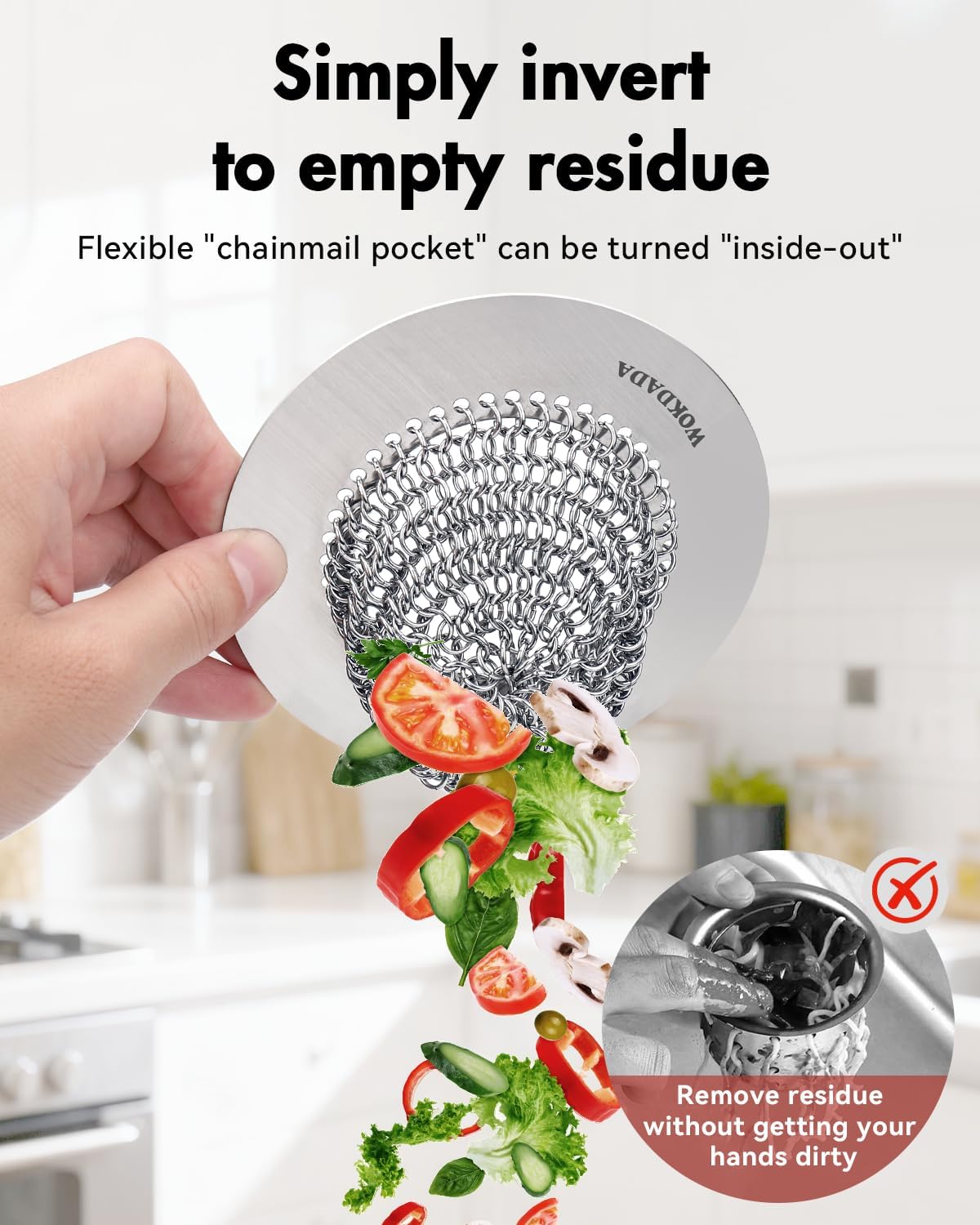 Sink Drain Strainer, Reversible No Clog Mesh Kitchen Sink Drain Strainer, 304 Stainless Steel & Rust-Proof/Masterfully Handcrafted, Easy Clean, Dishwasher Safe, Fits Standard Sink Drain - Image 2
