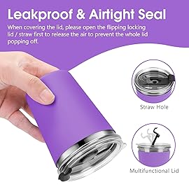 Vermida Kids Cups with Straws and Lids Leak Proof, 12oz Sippy Cups for Toddlers 1-3 No Spill, 2 Pack Spill Proof Cup Stainless Steel Kids Cup with Lids for School, Outdoor (Pink & Purple)