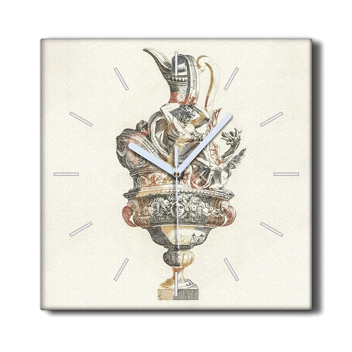 Horloge Murale Toile Silencieuse 30x30 cm Coloray Design Vintage Vase
