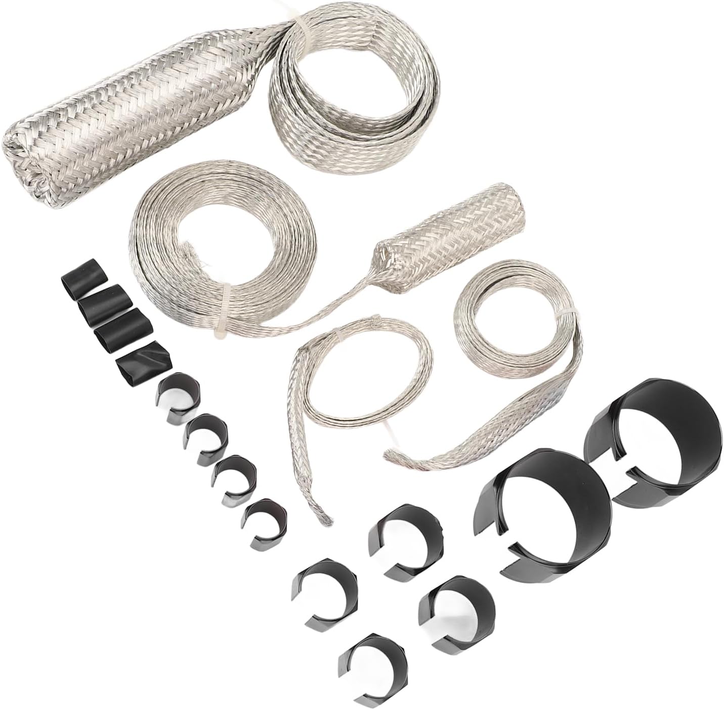 Stainless Steel Dress Up Hose Cover Kit Universal Radiator Hose Sleeving Set Extreme Heat for Vehicle (Black)