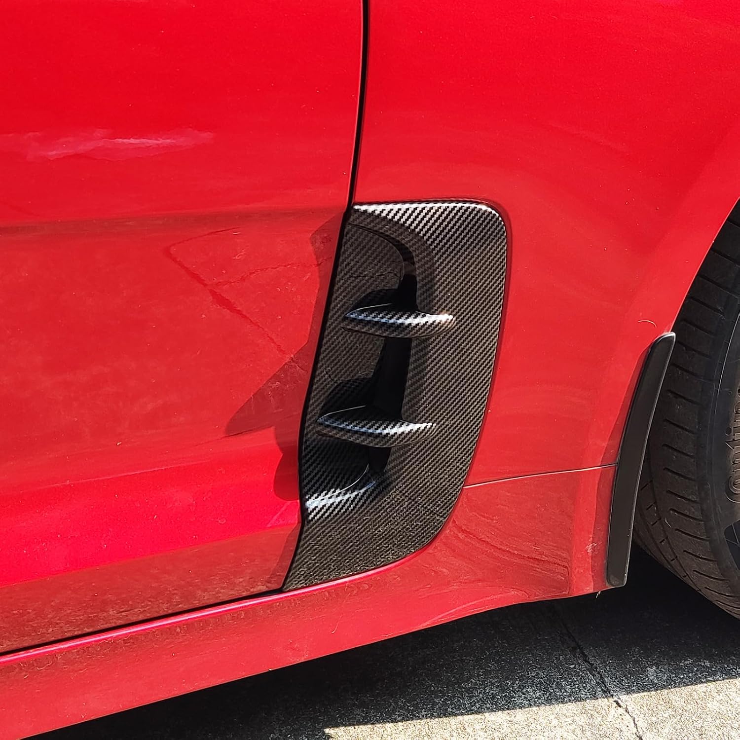 YOUTOOCAR 2PCS Side Fender Vent Trim Covers Compatible with Kia Stinger 2018-2023 Accessories (Carbon Fiber Pattern)