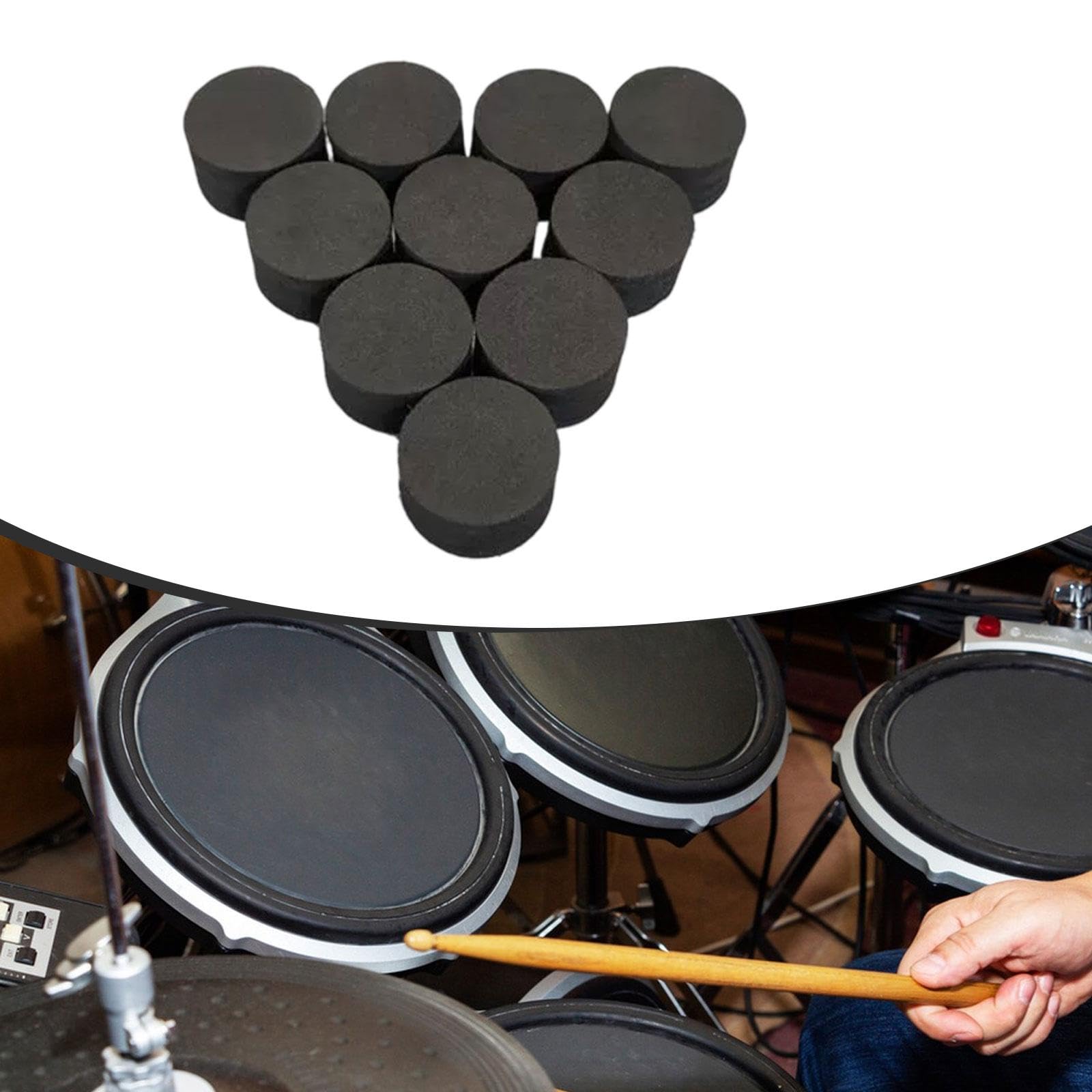 10 Stück Elektronische Drum Pads Und Schwammzylinder Trigger mit Kleberückseite Percussion Trigger Zubehör Zum Leisen Üben Und Verbessern Der Geschwin, 28 X 20 Mm