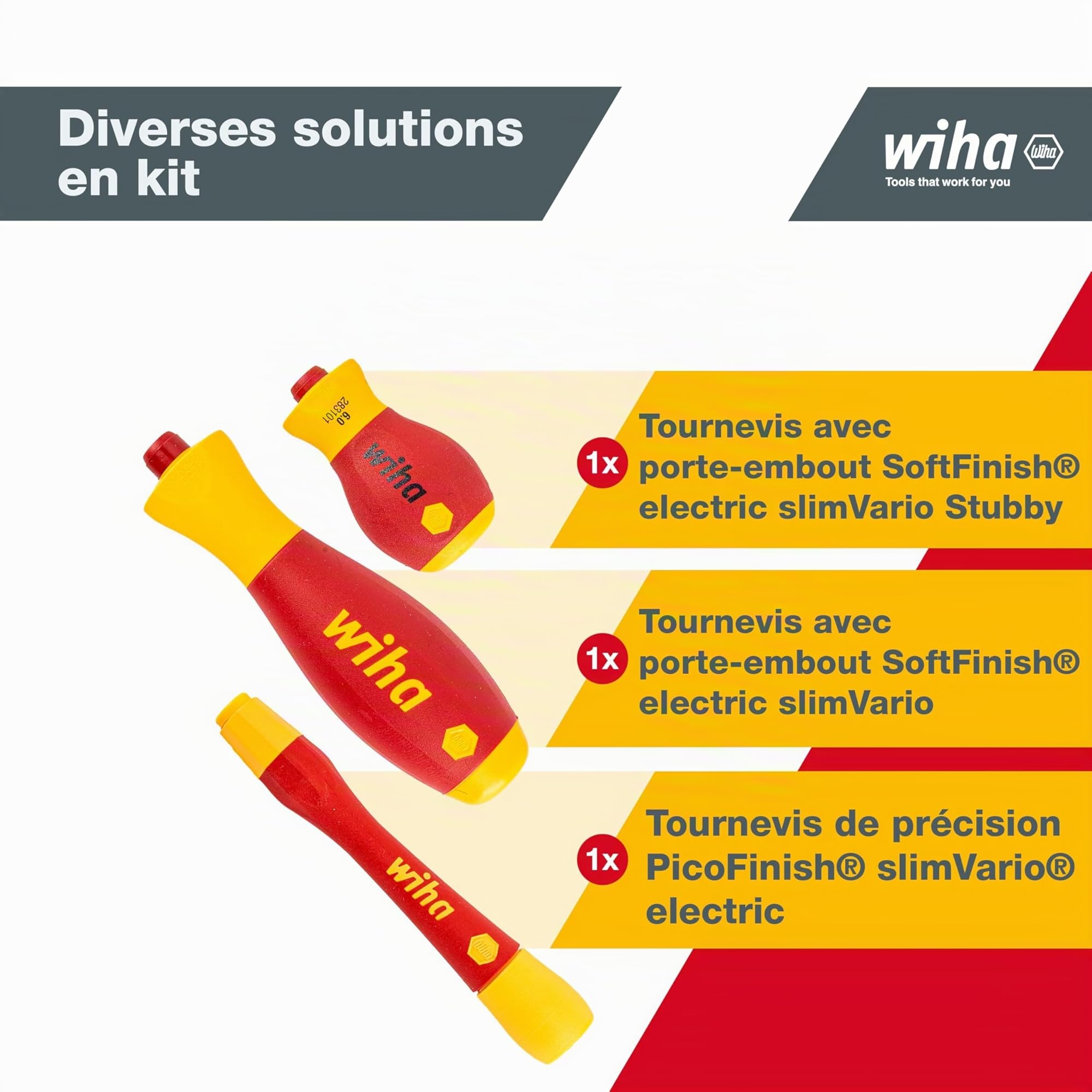 Wiha 7209NK-2002 slimVario kit | (43465) Incl. functional pouch & fully insulated socket wrenches, slimBits, VDE screwdriver handle, stubby, PicoFinish®