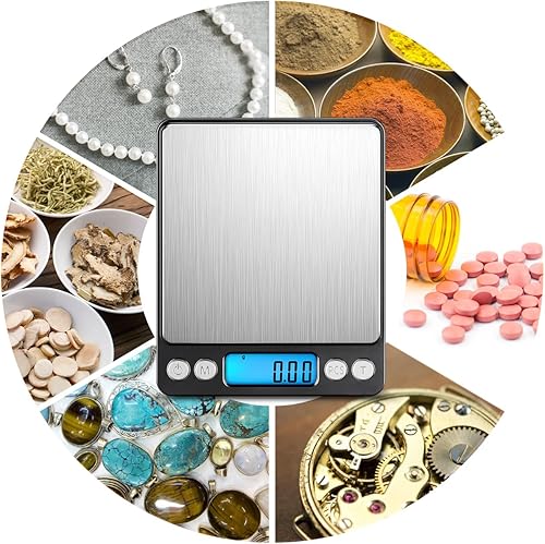 Miniatura 6 de Báscula digital de cocina, 17.64 oz0.00 oz, báscula de joyería de bolsillo con pantalla LCD retroiluminada, 6 unidades de apagado automático de tara