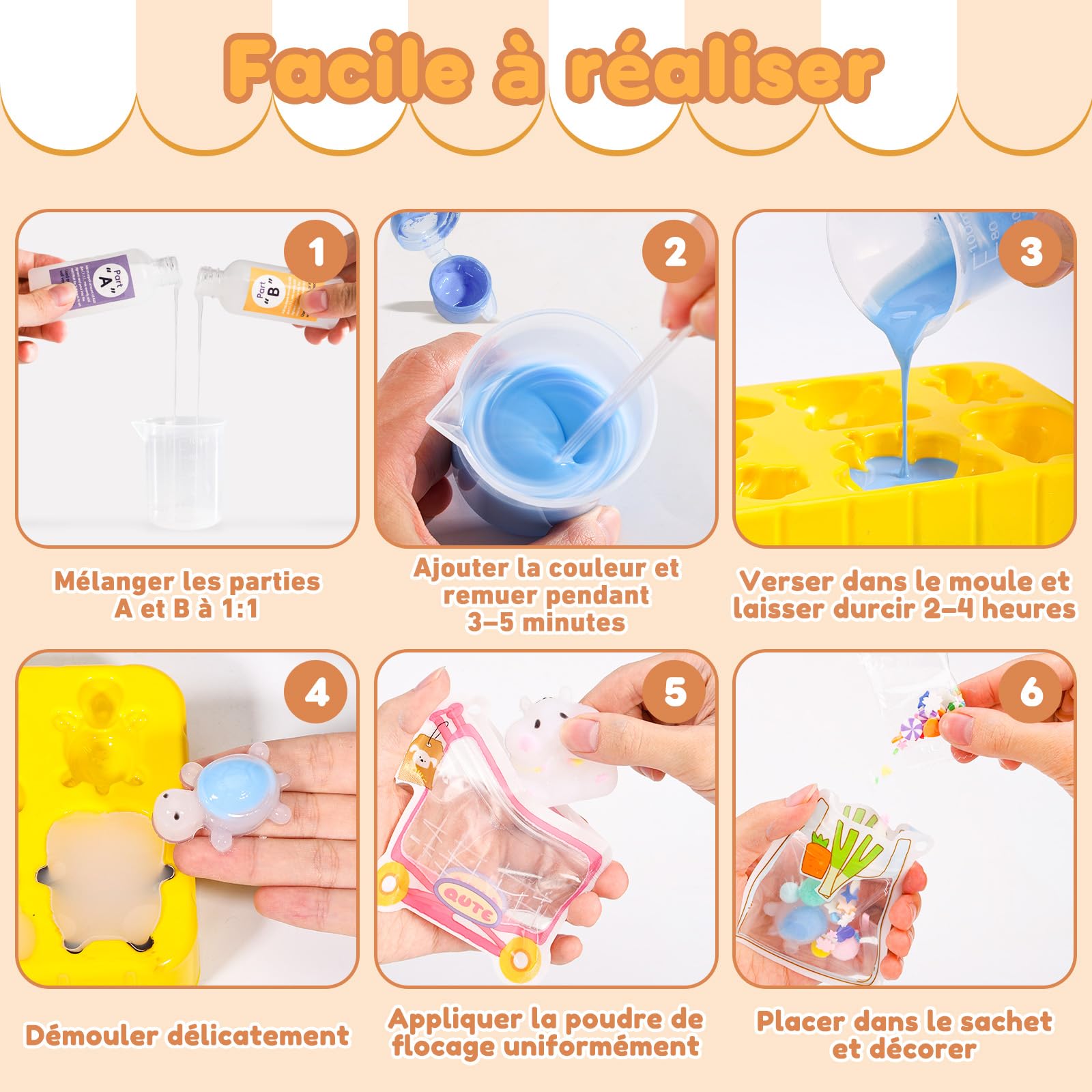 VBACALA 24PCS Kit de bricolage en silicone liquide Squishy,rapport de mélange AB 1:1 pour Taba Squishy Maker pour hamsters,chat,pandas,chiens,tortues,canards super doux,cadeau décompression DIY (200g)