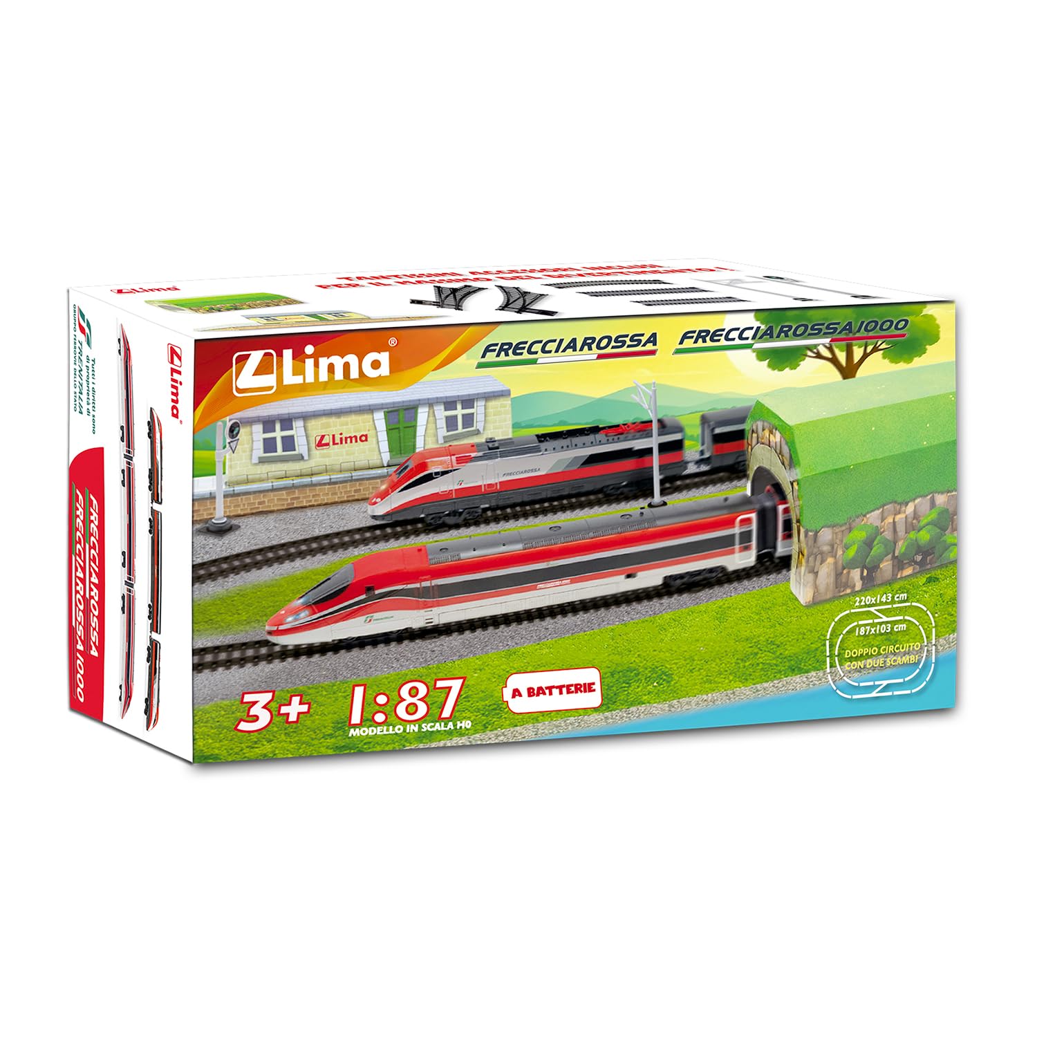 Lima Treno Set Frecciarossa 1:87, ETR500 e ETR1000, Modellino Scala HO, A Batterie, 3+ Anni