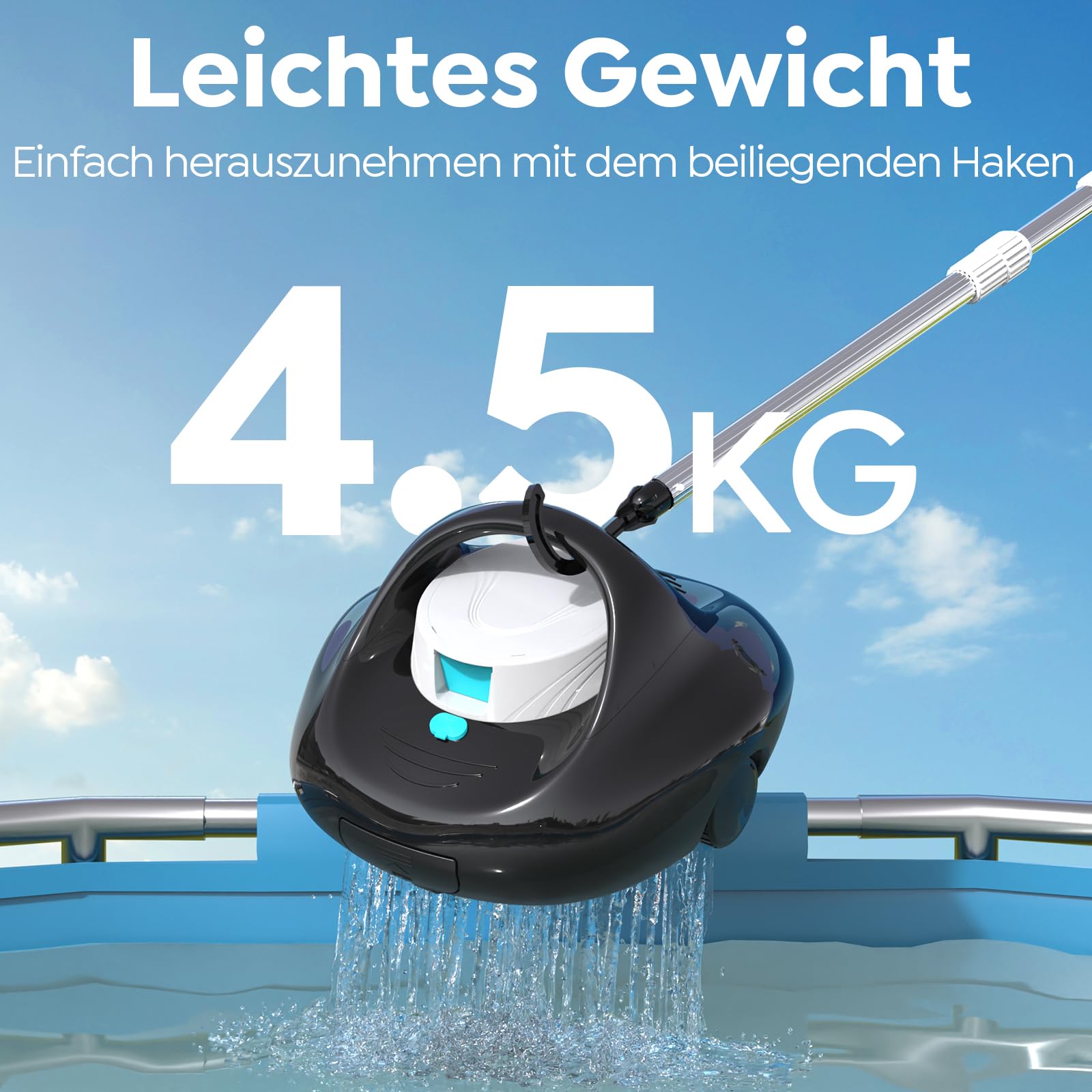 Pleco Se Poolroboter Akku 130 Mins Leistungsstarke Reinigung, Automatischer Kabelloser Poolreiniger Duale Motoren für Flachboden Pool bis zu 80 m²
