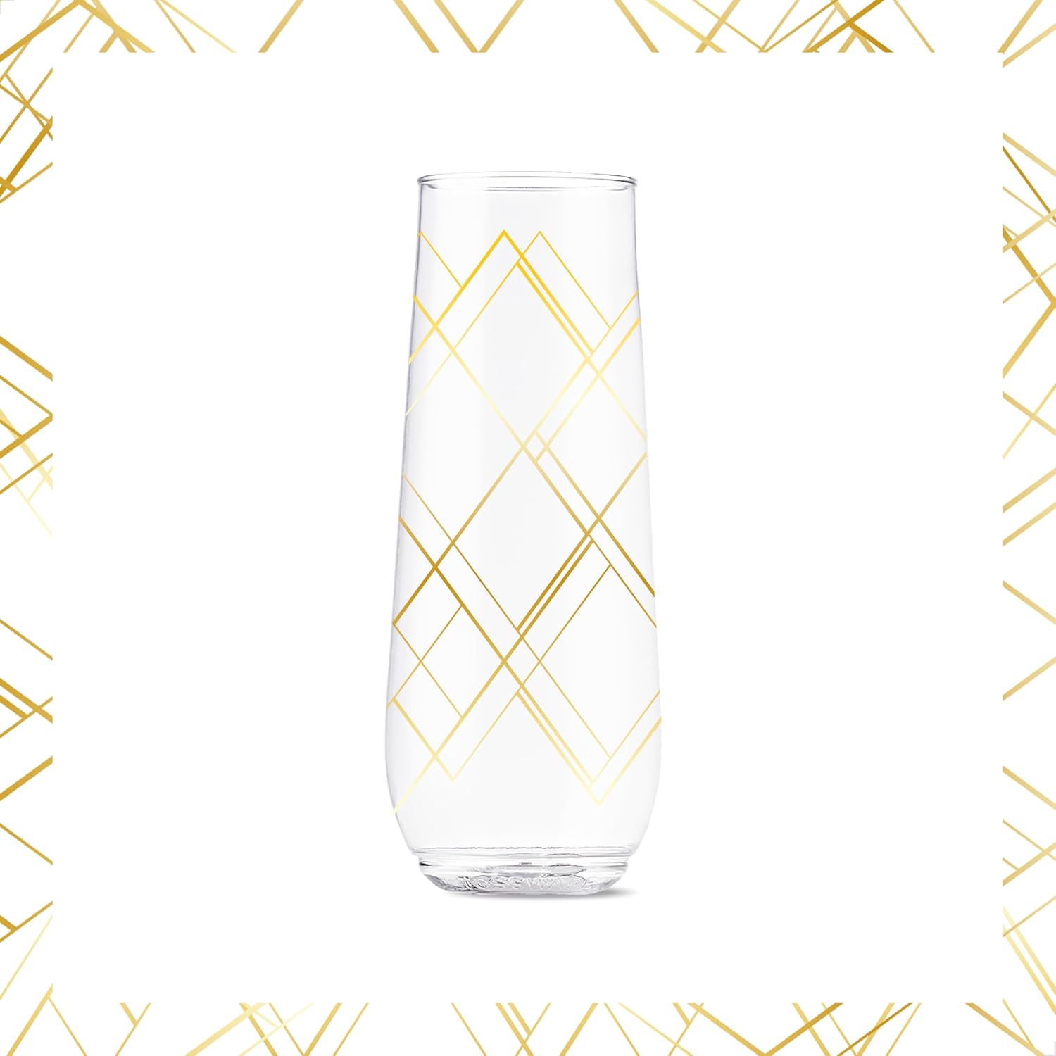 TOSSWARE POP 9oz Flute Linear Gold Series, SET OF 6, Premium Quality, Recyclable, Unbreakable & Crystal Clear Plastic Printed Champagne Glasses - Image 5