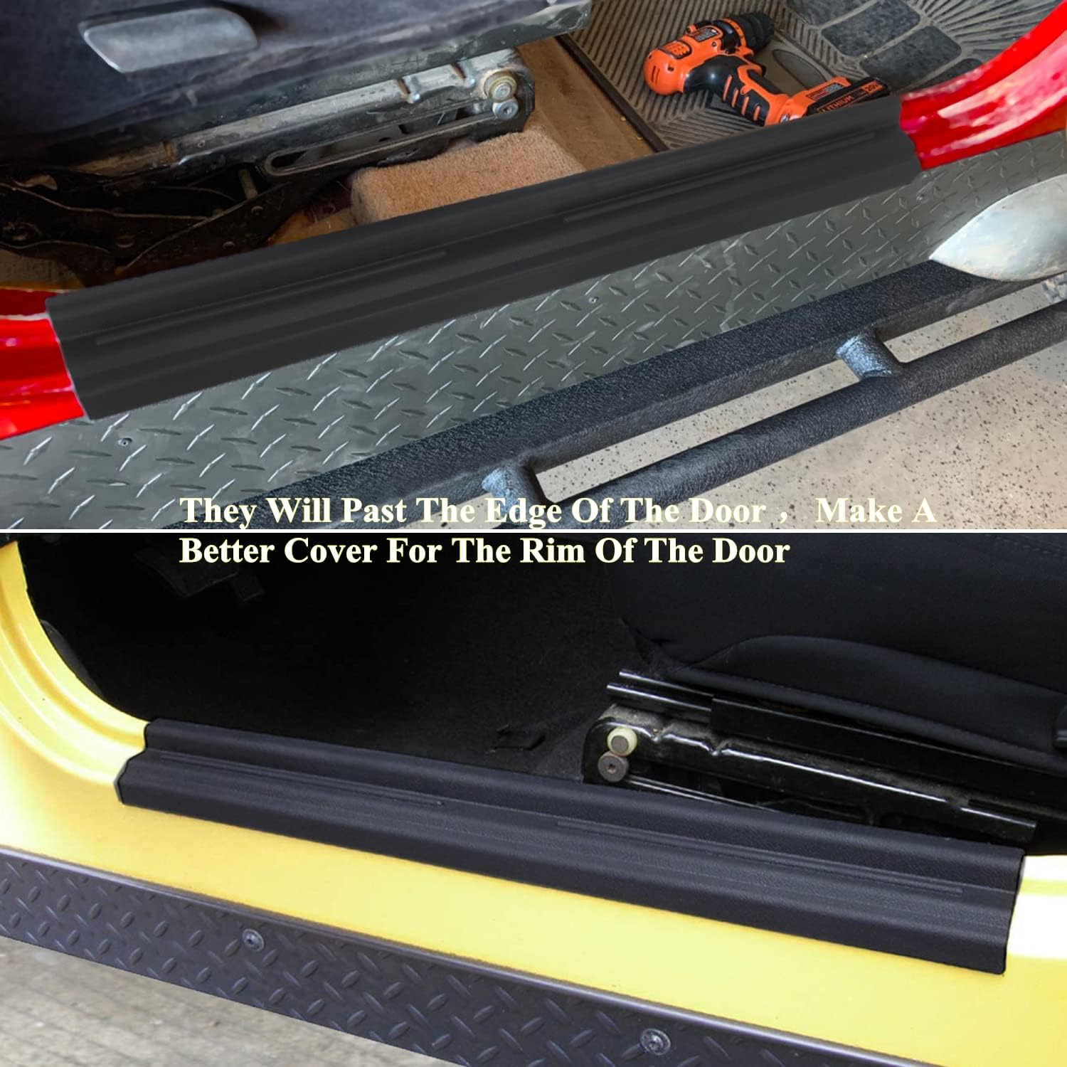 YOCTM 2PCS Car Door Sill Protector,Anti-Scratch Door Protector Edge Guards Compatible with Jeep Wrangler TJ 97-06 Interior Accessories Full Protection Door Sill Plate