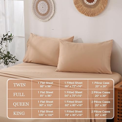 Miniatura 6 de Juego de sábanas de 100 % algodón tamaño King con sábana bajera de bolsillo profundo de hasta 16 pulgadas, sábana de lujo de 400 hilos, suave y