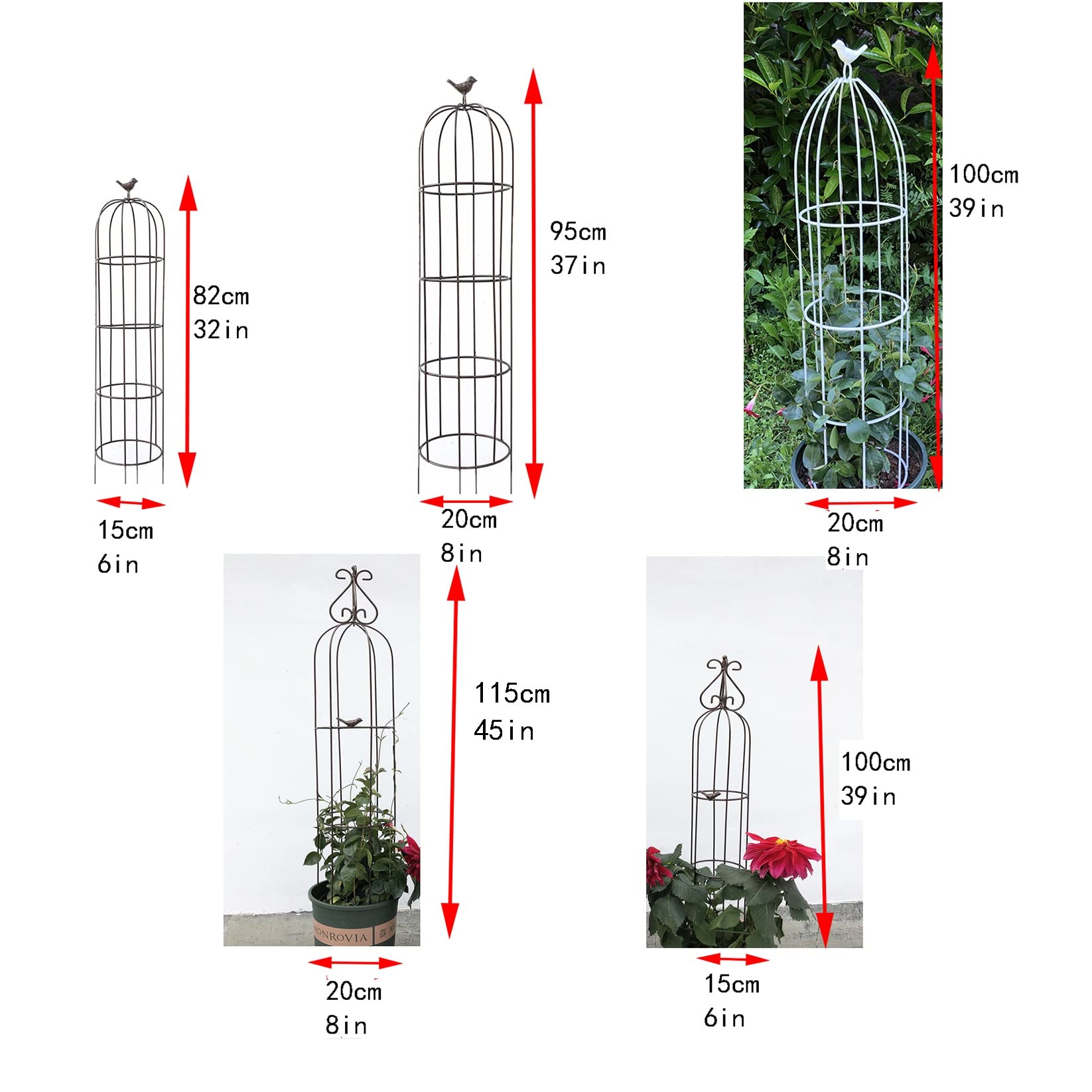 2 Pièces Tuteur Colonne de Jardin Obélisque Pieu Tuteur Plante Tuteurs Plantes Support Tuteurs Supports pour Plantes Grimpantes et Fleurs,Treillis en métal pour la Maison Jardin,Jardinage et verger