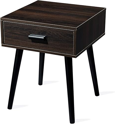 TianLang Mesita de noche con 1 cajón para dormitorio, mesa auxiliar de cama industrial, mesa auxiliar de espacio pequeño para sala de estar, patas