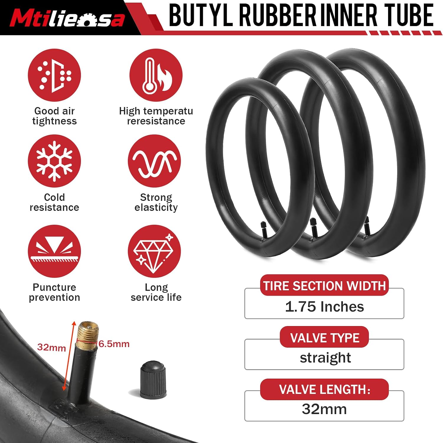 Two 16×1.75/2.125 and One 12/12.5×1.75/2.125/2.25 Replacement Inner Tubes,Compatible with BoB Stroller Tire Revolution SE/Pro/Flex/SU/Ironman,Graco,Go Jogging & More