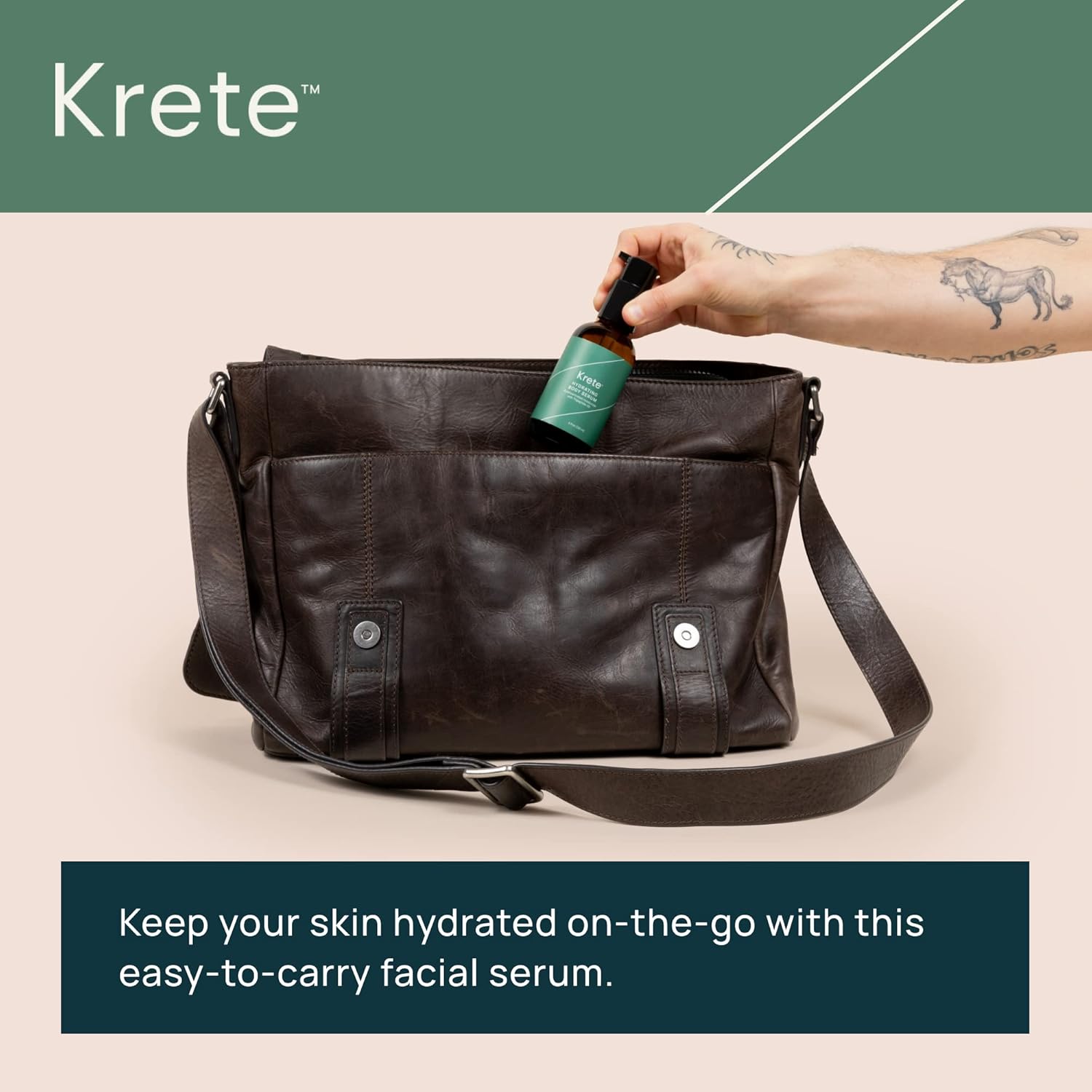 KRETE Hydrating Body Serum for Men - Moisturize, Smooth, Hydrate & Strengthen Your Skin In 30-Seconds, Oil-Free, All Skin Types, with Tripeptide-29 & Hyaluronic Acid