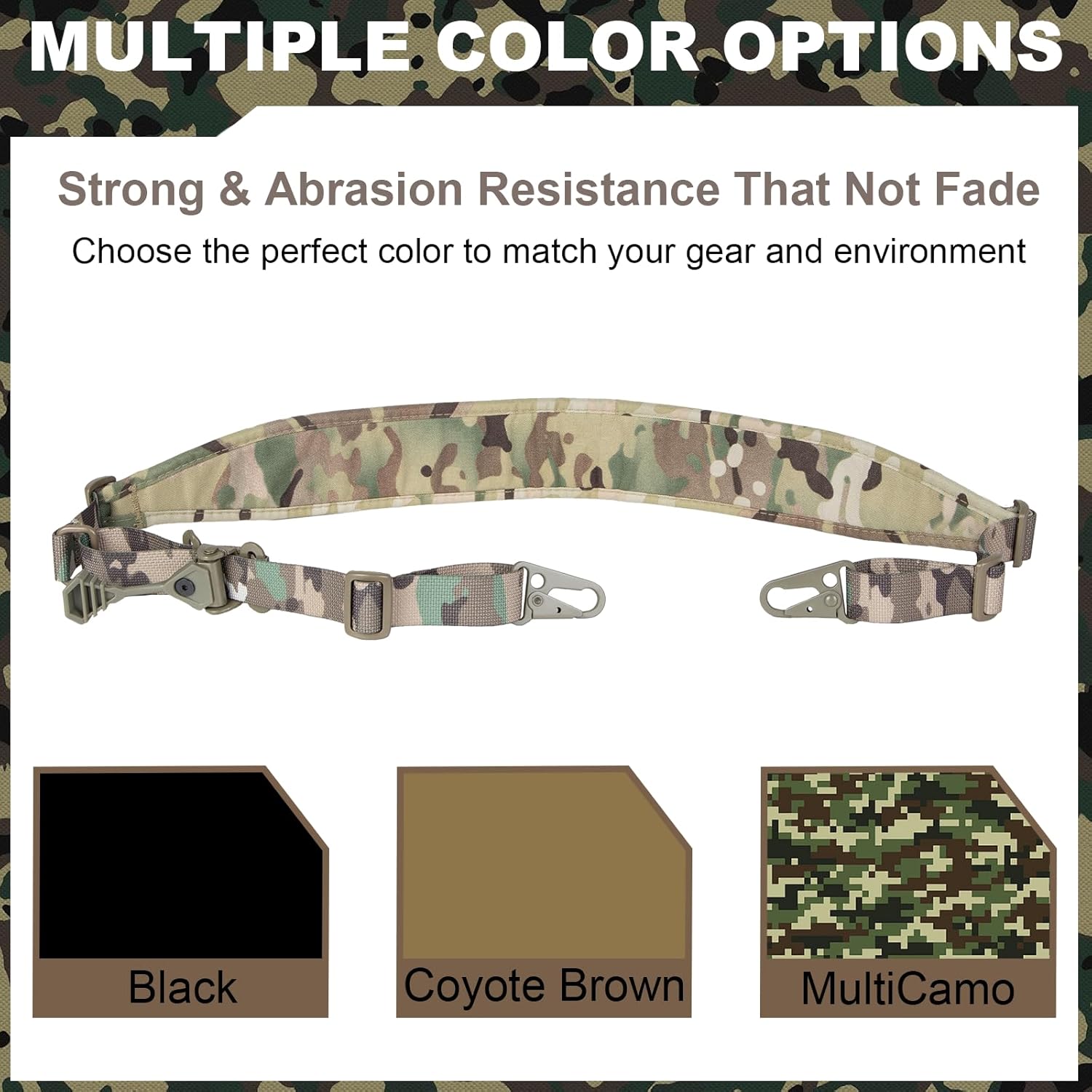 2 Point Rifle Sling, QD Swivel Quick Adjust Gun Sling with HK Hook, Soft Shoulder Padded Tactical QD Sling for Rifle, Shotgun, and Crossbow, Camera, Tool Kits, Bags, Hunting and Outdoor Sports