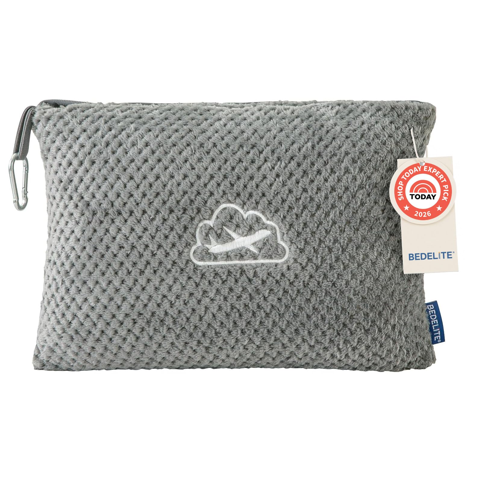 BEDELITE Travel Blanket with Bag, Jacquard Fleece Blanket 65"x40", Grey