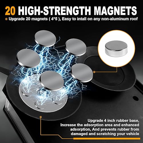 Miniatura 4 de ASPL - Luz estroboscópica de emergencia de 16.5 pulgadas para techo con controlador, barra de 56 luces LED magnéticas de advertencia y precaución,