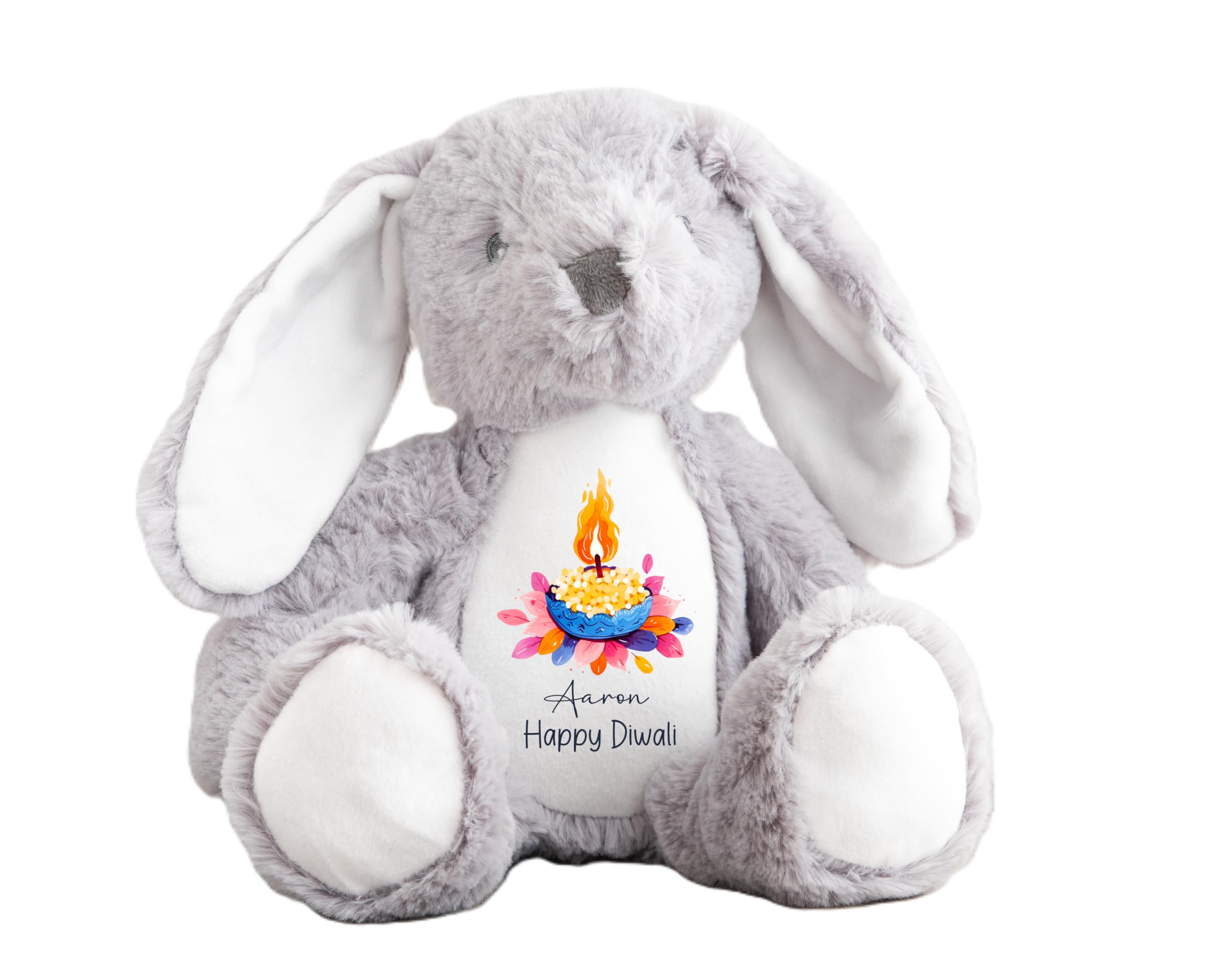 Crafted Memories Personalised Teddy Bear Gift for Diwali, Custom Saal Mubarak Teddy Bear with Name, Soft Stuffed Animal with Diya and Rangoli Print, Unique Diwali Gift for Kids & Adults