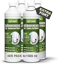 Bio-Chem Professional Drain Unblocker Liquid 4L, Special Hair and Soap Residue, Works Even in Stagnant Water, Concentrate Up to 20 Uses