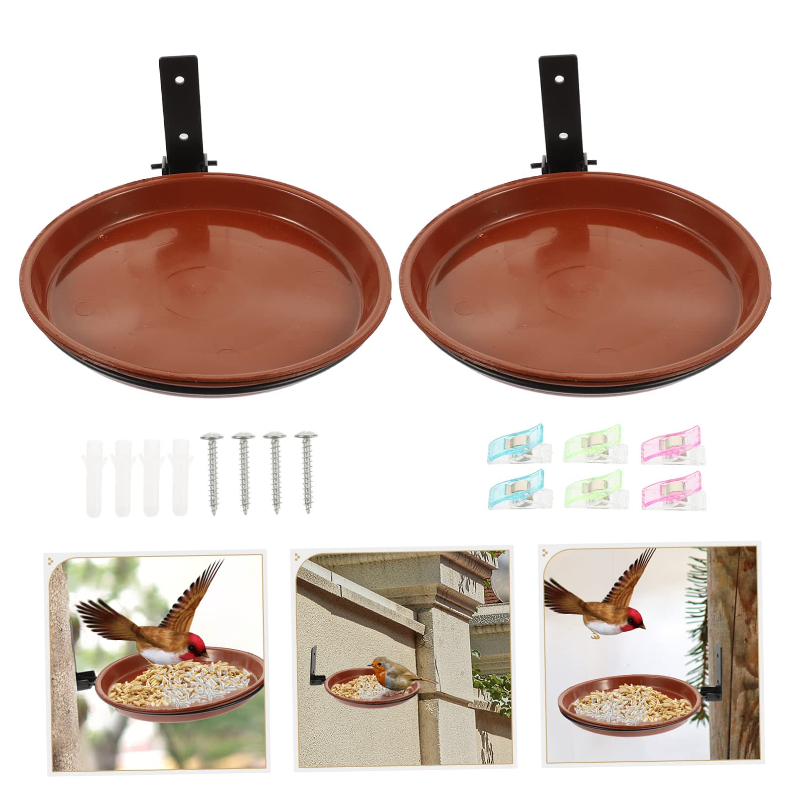 Kisangel 2 Juegos De Comedero para Pájaros Montado En La Pared Alimentador De Agua para Pájaros Tapa De Botella Regadera Comedero para Pájaros Montado En Árbol Comedero para Pájaros