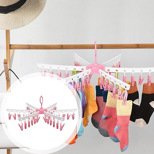 Miniatura 5 de Estante de secado de calcetines, secadora de calcetines plegable, 36 clips, colgador de plástico plegable para ropa sucia, ropa para calcetines,