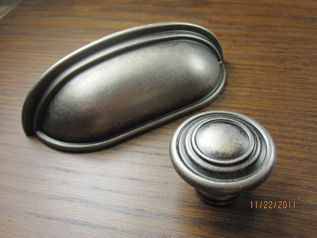 TANGDIAABBCC Aeiniwer Sonoma Cabinet Hardware Montana Pull Bin Cup Handle Antique Pewter 3 Betweeen Screw Holes New