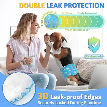 Dono Dog Diapers Male 20ct, Widened Disposable Male Dog Wraps, Super Absorbent Doggie Belly Bands with Wetness Indicator, Leak-Proof Puppy Pampers for Incontinence Excitable Urination, Small