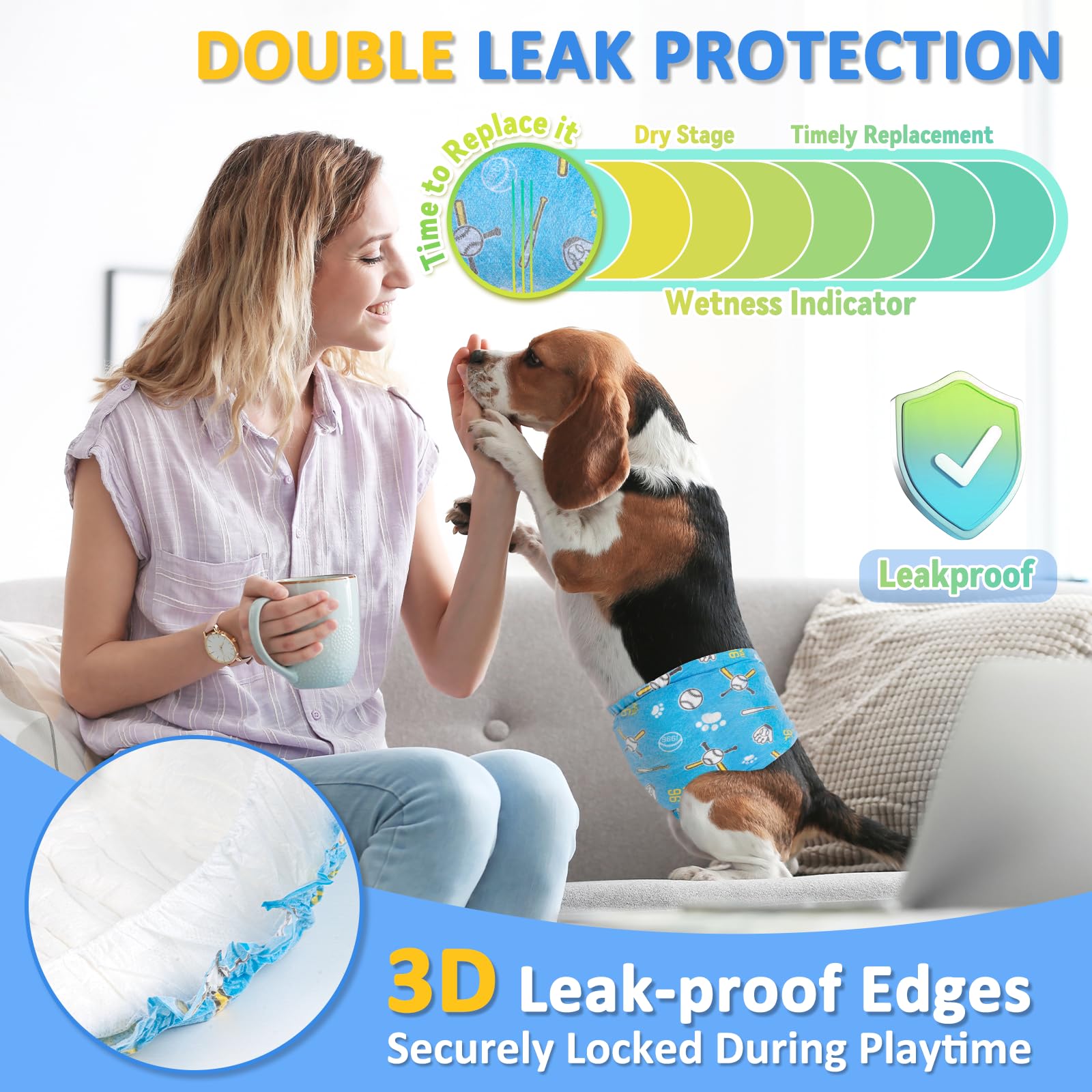 Dono Pañales Perro Macho, un 30% más Anchos, 40 Unidades Pañales L | Pañales para Perros Macho, 2 diseños, superabsorbentes, a Prueba de Fugas, incontinencia, Viajes, Entrenamiento
