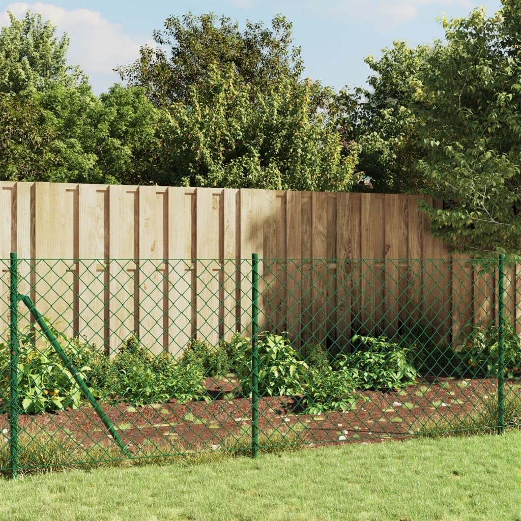 Recinzione a rete metallica verde, 0,8 x 10 m, in acciaio zincato rivestito in PVC, robusta recinzione da giardino per cani e piccoli animali, facile da montare per terreno stagno e