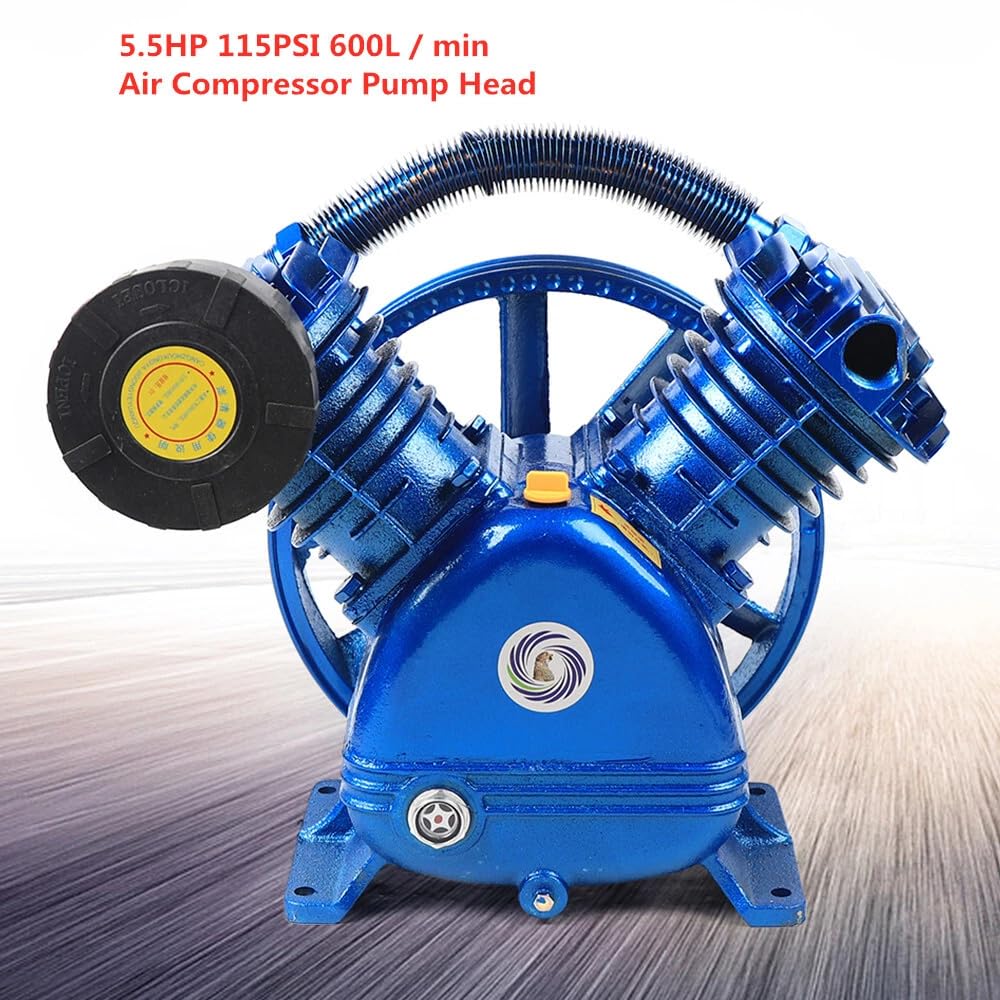 V-Form Kompressor 5,5HP Kompressor Aggregat 2 Zylinder 115PSI Luftkompressor-Pumpenkopf 600L/min Druckluftkompressor 850 U/min